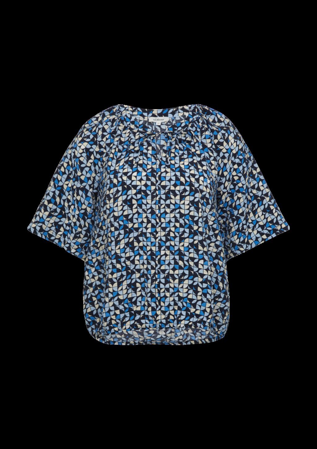 Strukturierte Bluse mit Halbarm im O-Shape