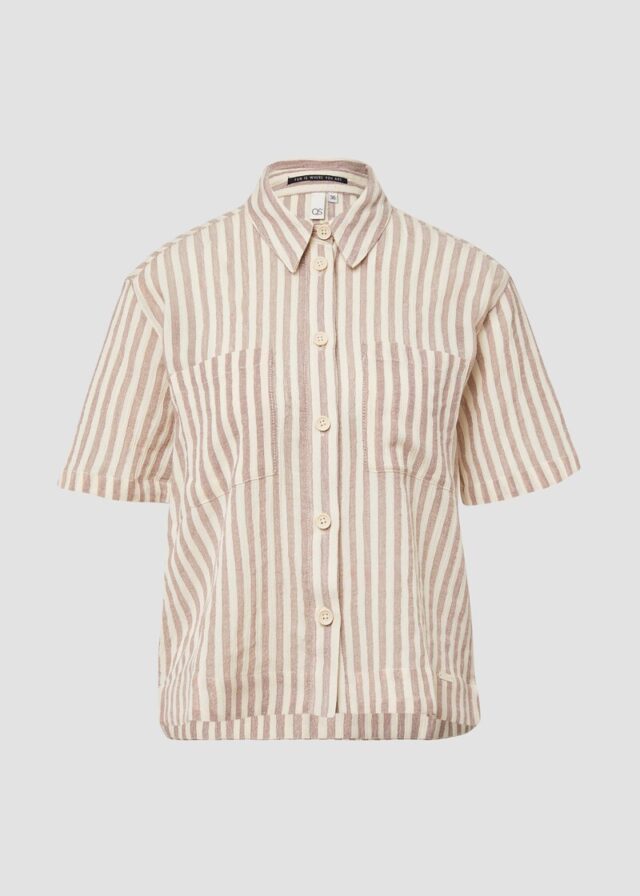 Baumwollbluse mit aufgesetzten Taschen