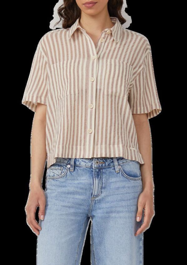 Baumwollbluse mit aufgesetzten Taschen