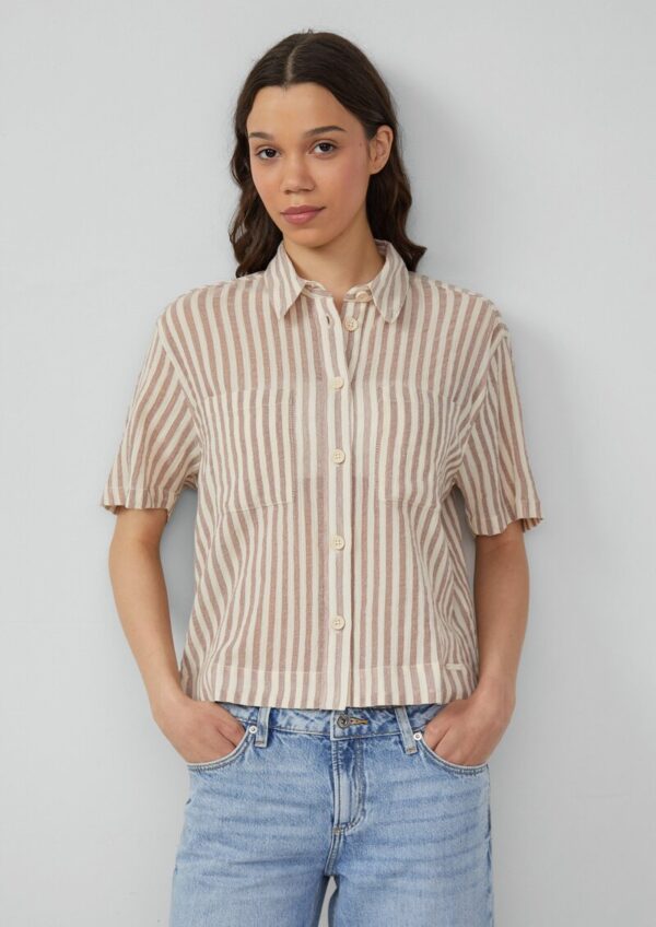 Baumwollbluse mit aufgesetzten Taschen