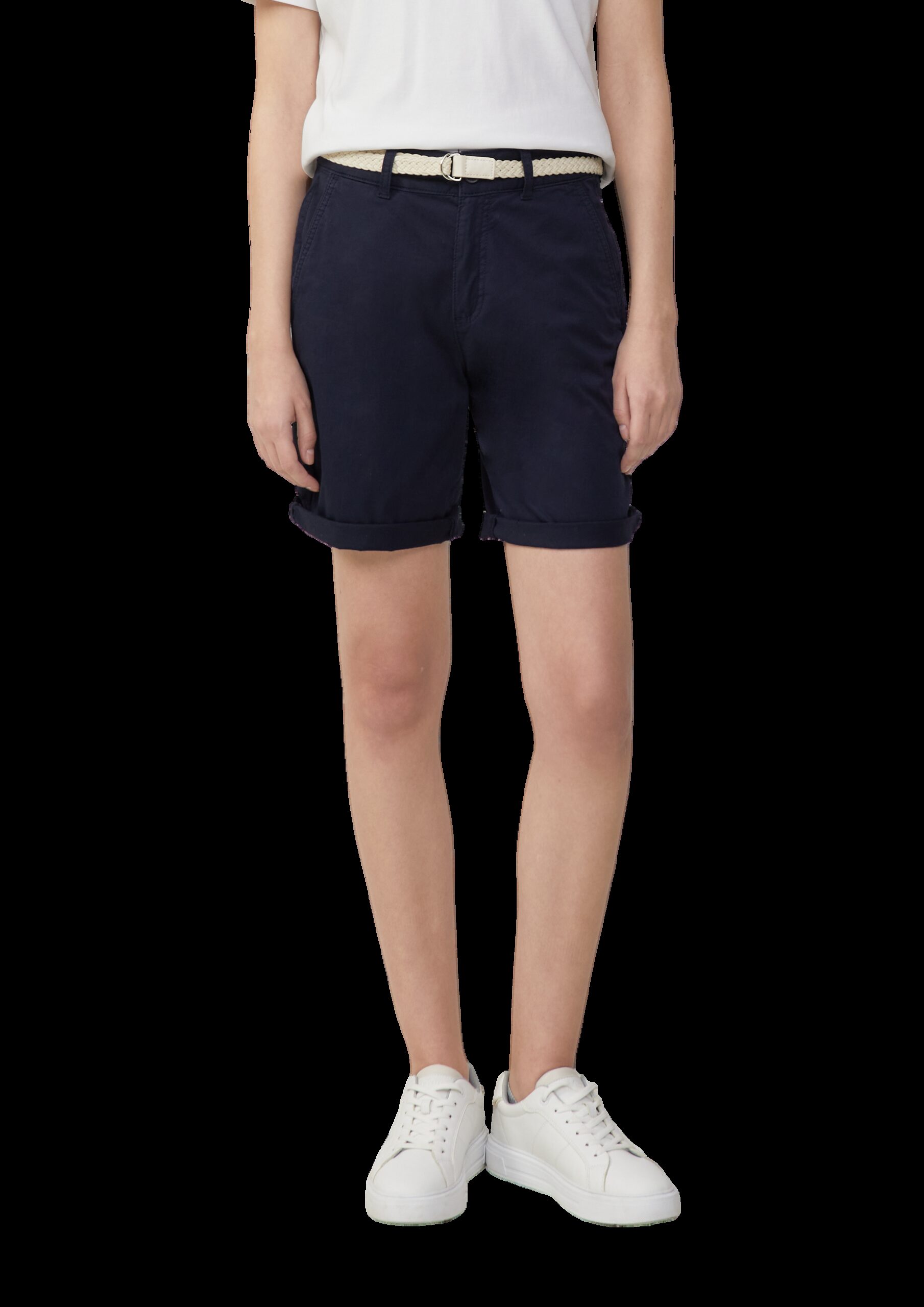 Shorts mit geflochtenem Gürtel und Garment Dye