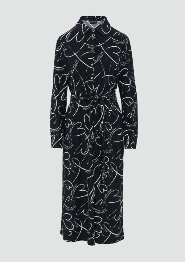 Hemdblusenkleid aus Jersey mit Bindegürtel und Herz-Print