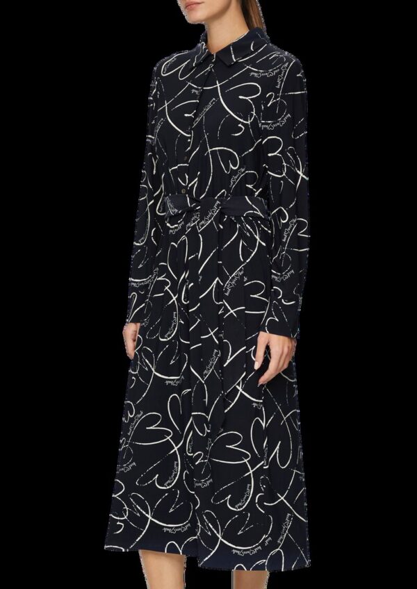 Hemdblusenkleid aus Jersey mit Bindegürtel und Herz-Print