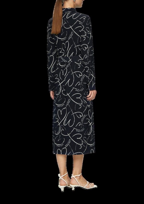 Hemdblusenkleid aus Jersey mit Bindegürtel und Herz-Print
