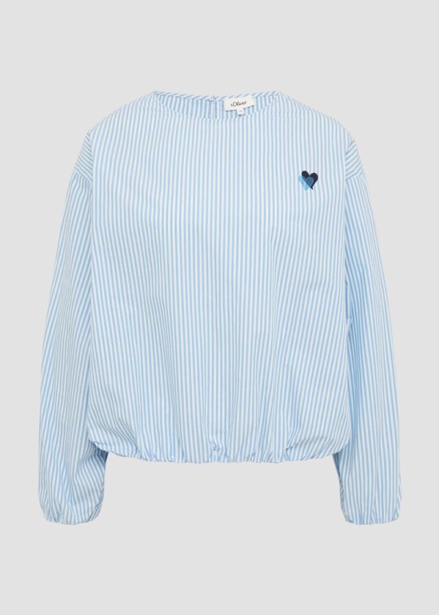 Oversized Baumwollbluse mit Herz-Stickerei