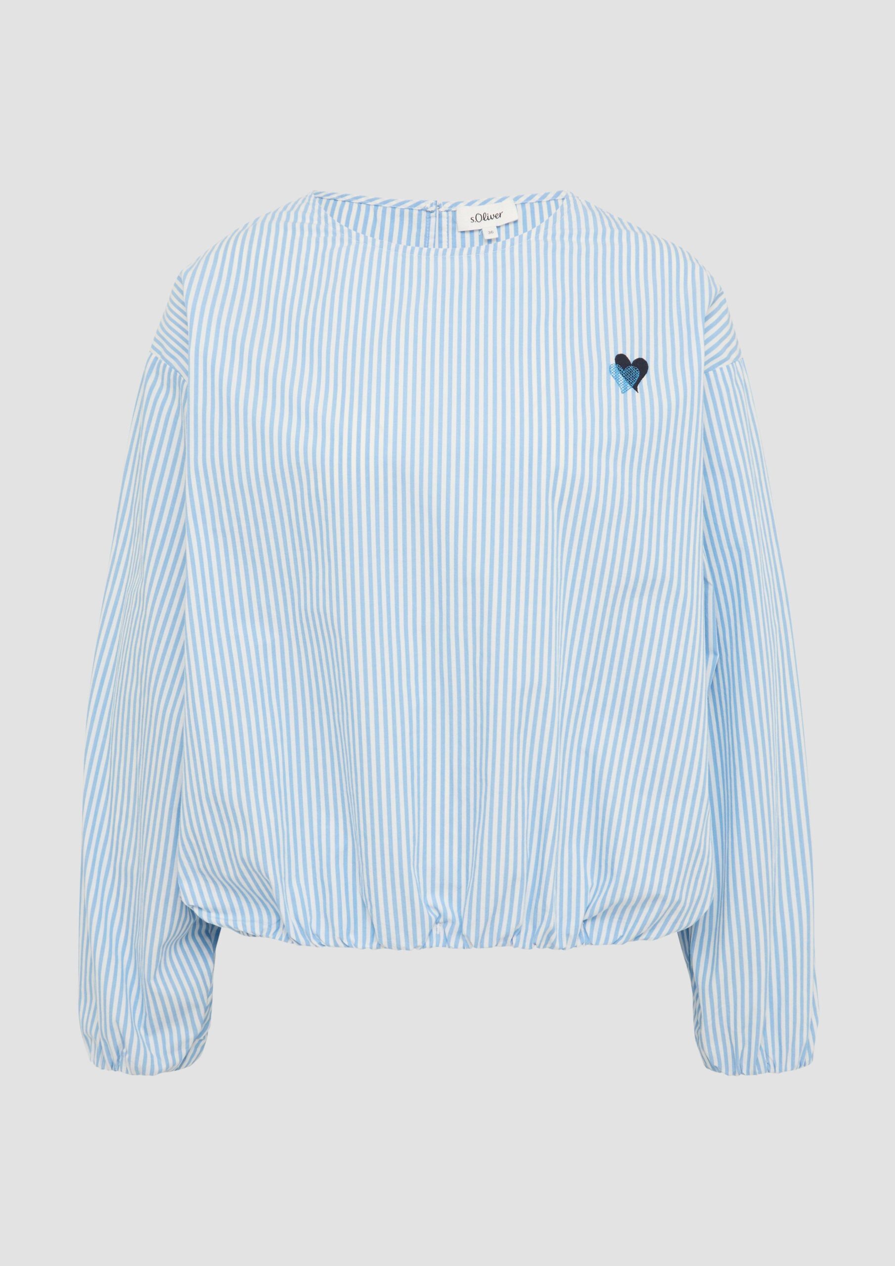 Oversized Baumwollbluse mit Herz-Stickerei