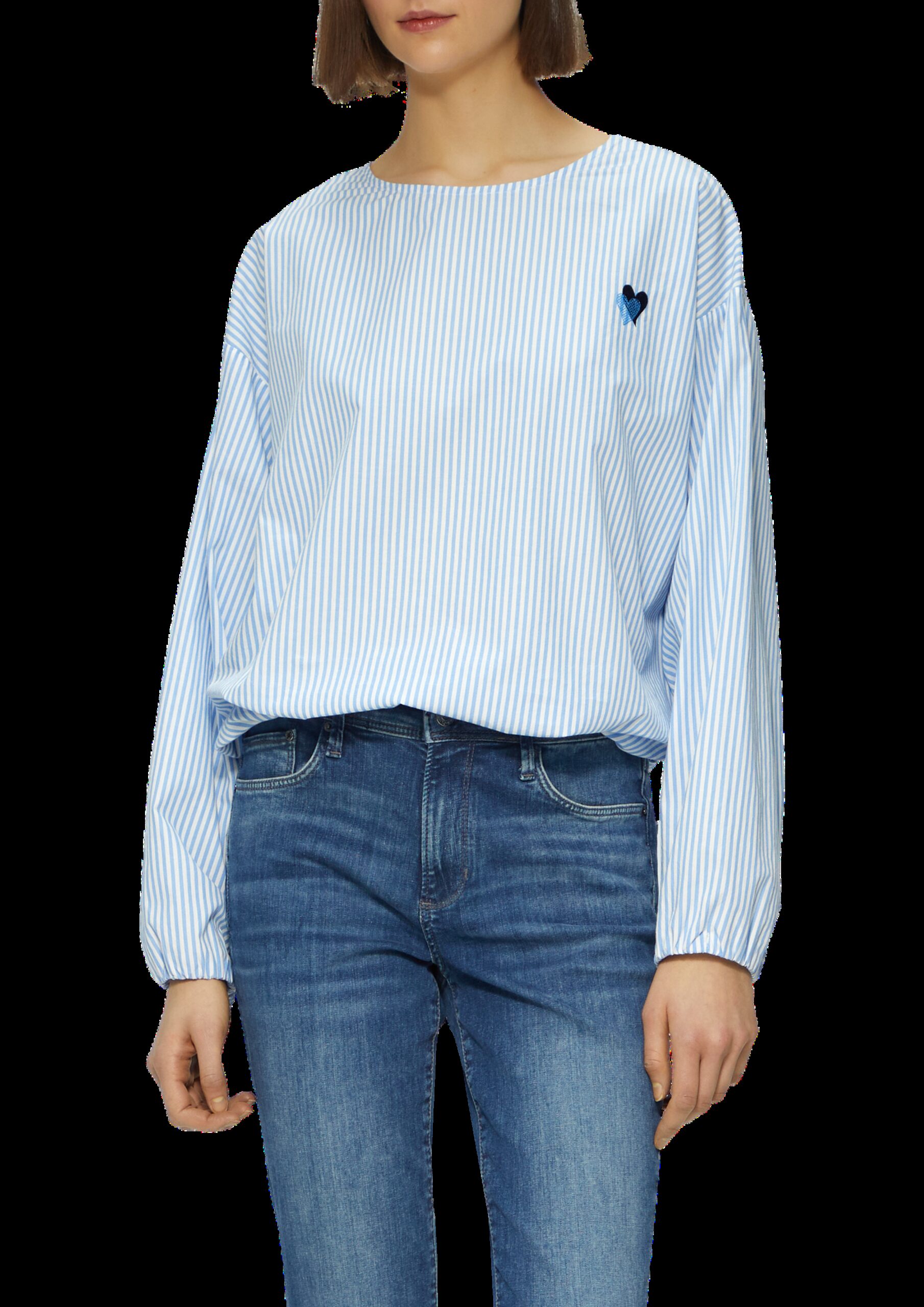 Oversized Baumwollbluse mit Herz-Stickerei