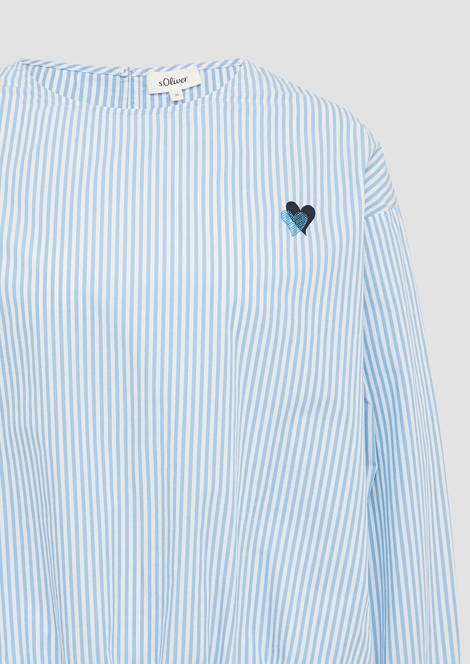 Oversized Baumwollbluse mit Herz-Stickerei