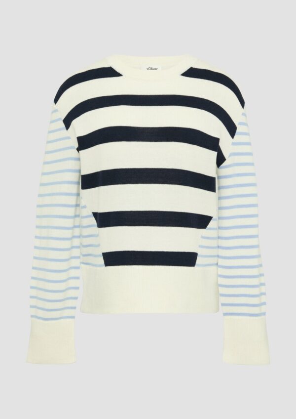 Rundhals-Pullover im Streifenmix