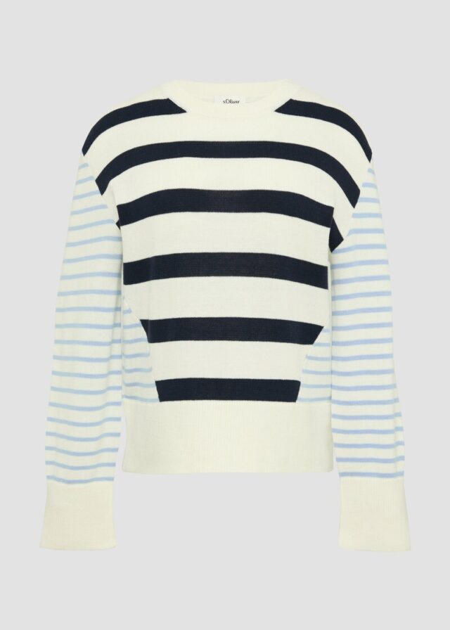 Rundhals-Pullover im Streifenmix