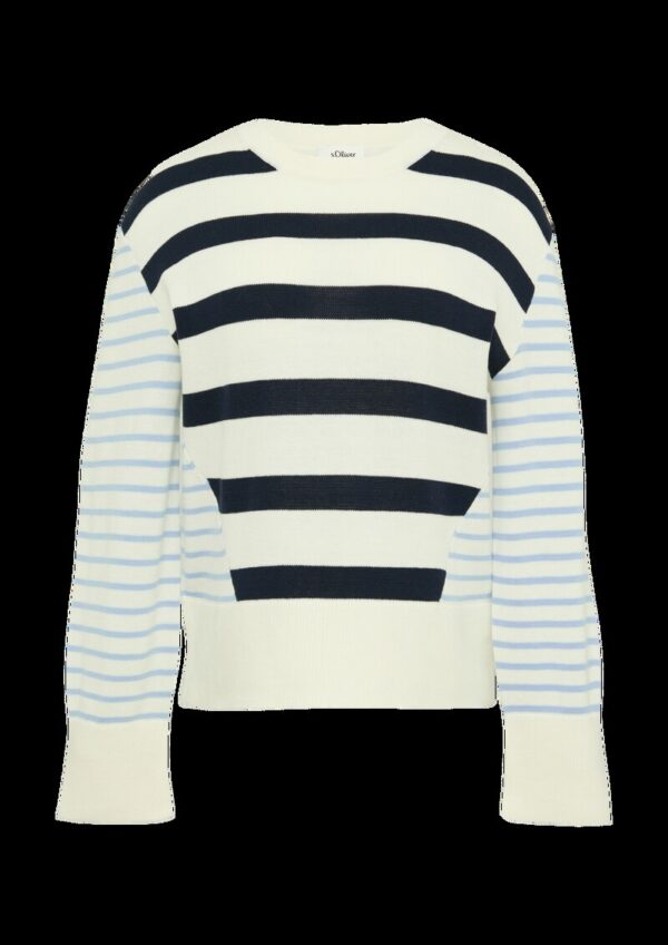 Rundhals-Pullover im Streifenmix