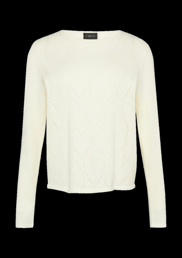 Feinstrickpullover mit Herz-Ajourmuster