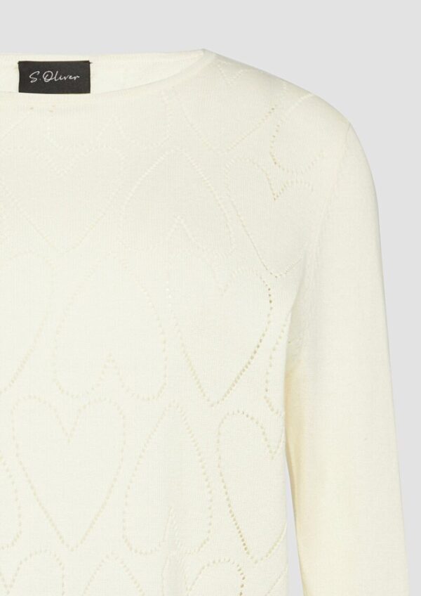 Feinstrickpullover mit Herz-Ajourmuster