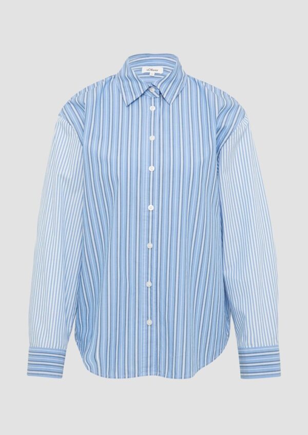 Popeline-Bluse im Relaxed Fit mit Streifenmix