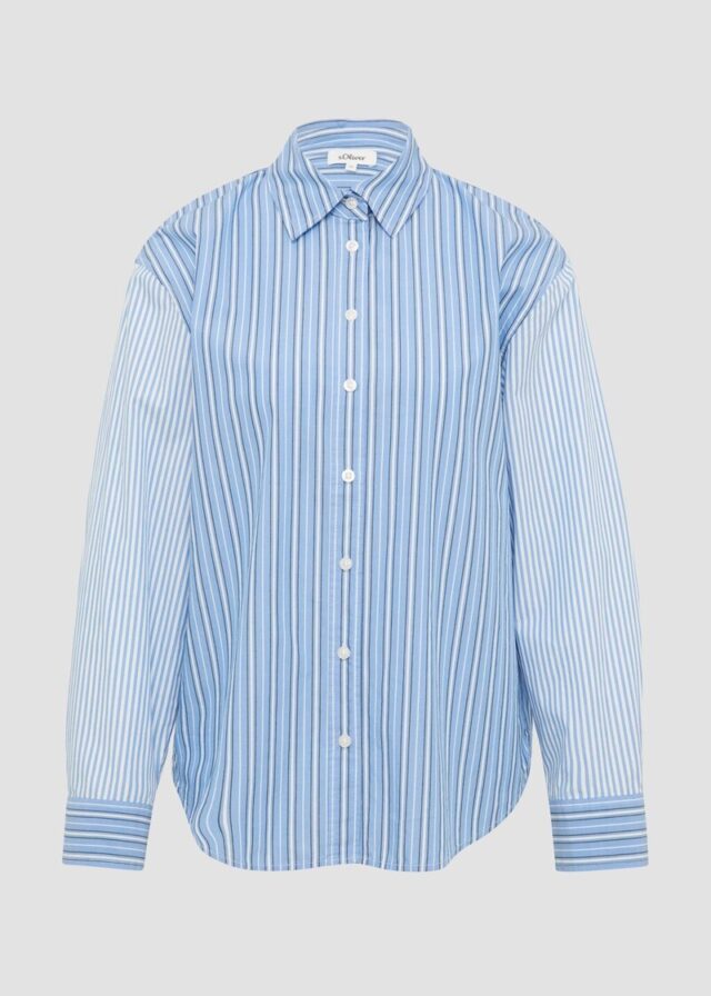 Popeline-Bluse im Relaxed Fit mit Streifenmix