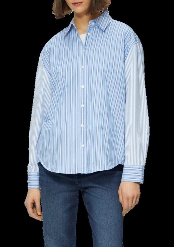 Popeline-Bluse im Relaxed Fit mit Streifenmix
