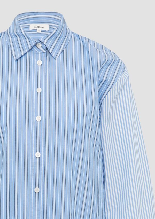 Popeline-Bluse im Relaxed Fit mit Streifenmix