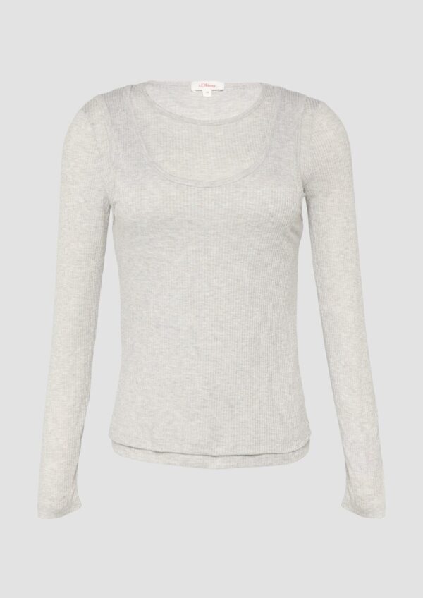 Geripptes Jersey-Shirt im Layering-Look