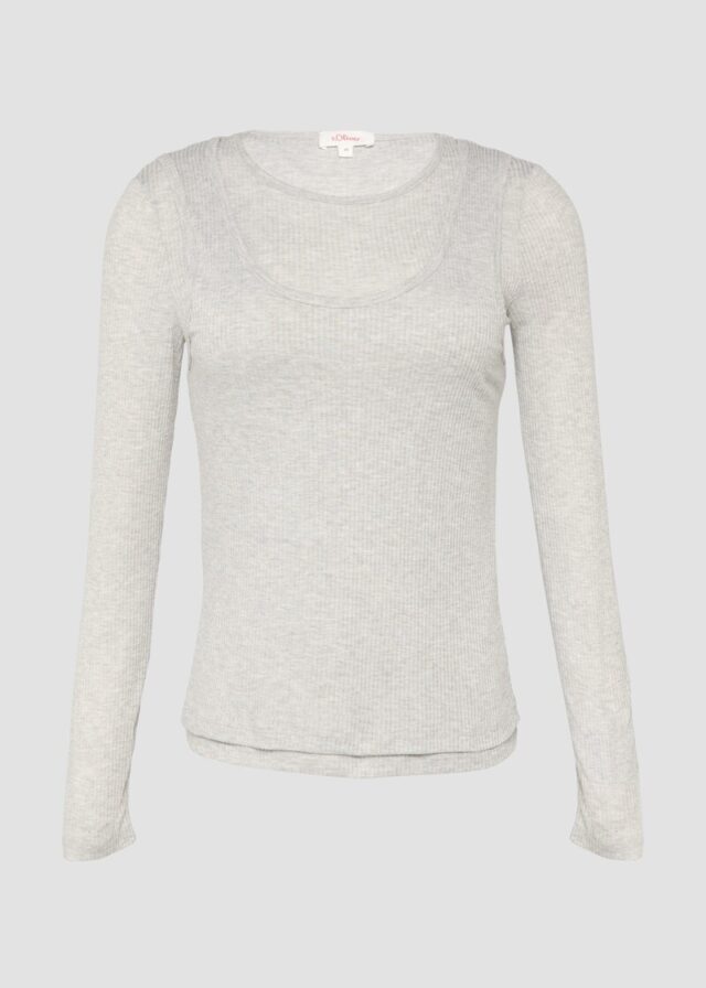 Geripptes Jersey-Shirt im Layering-Look