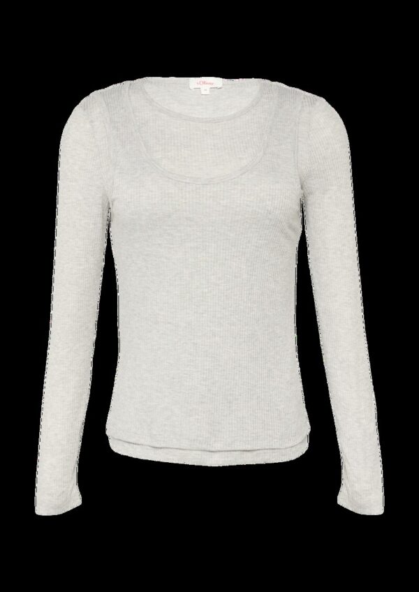 Geripptes Jersey-Shirt im Layering-Look