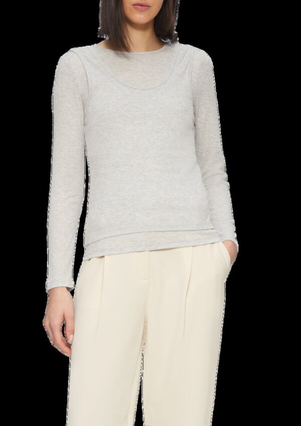 Geripptes Jersey-Shirt im Layering-Look