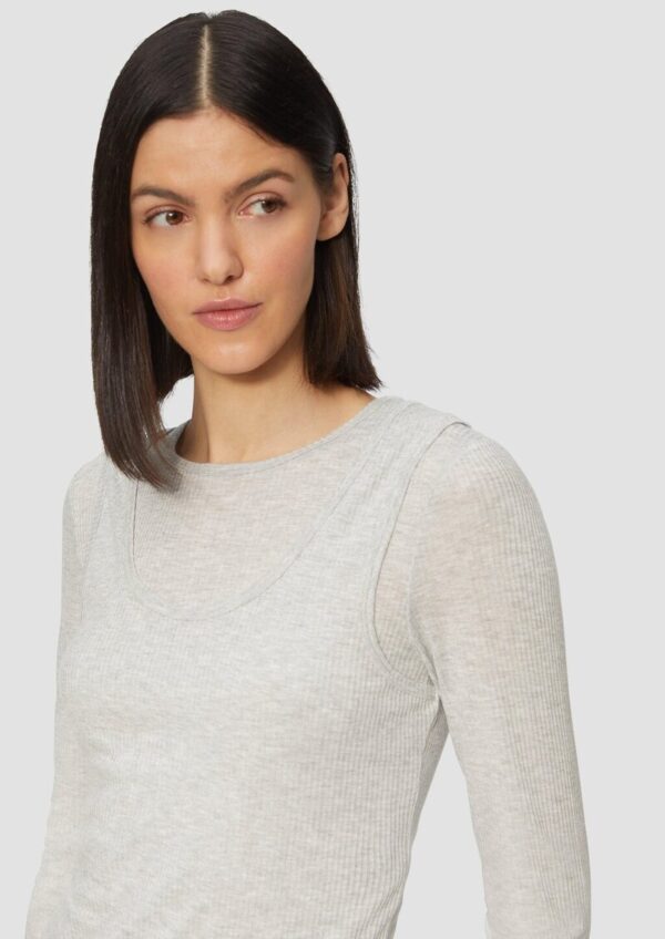 Geripptes Jersey-Shirt im Layering-Look