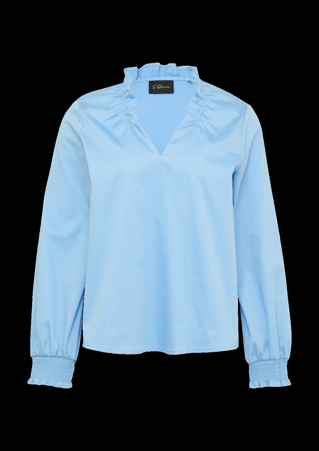 Bluse mit gerüschtem Kragen und gesmokten Bündchen