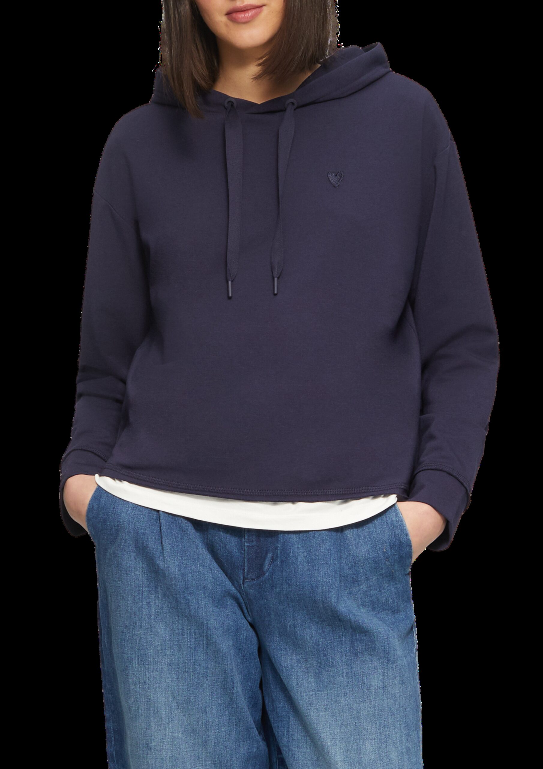 Weiches Kapuzen-Sweat mit Herz-Stickerei