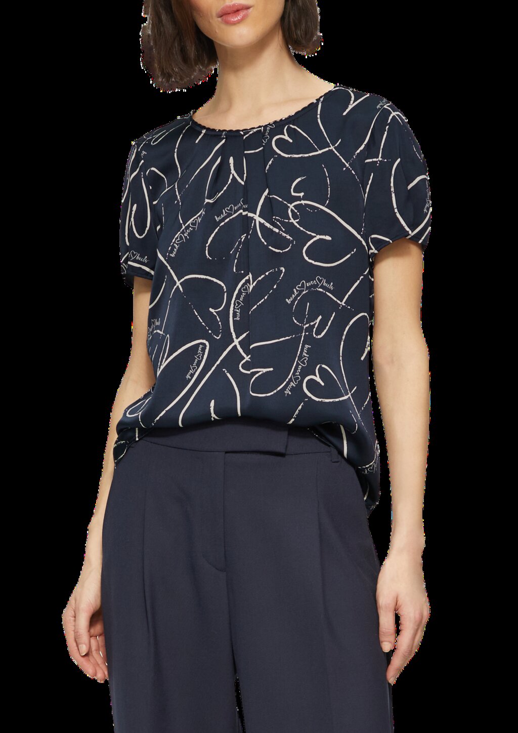 Leichte Satinbluse mit Schmuckkante