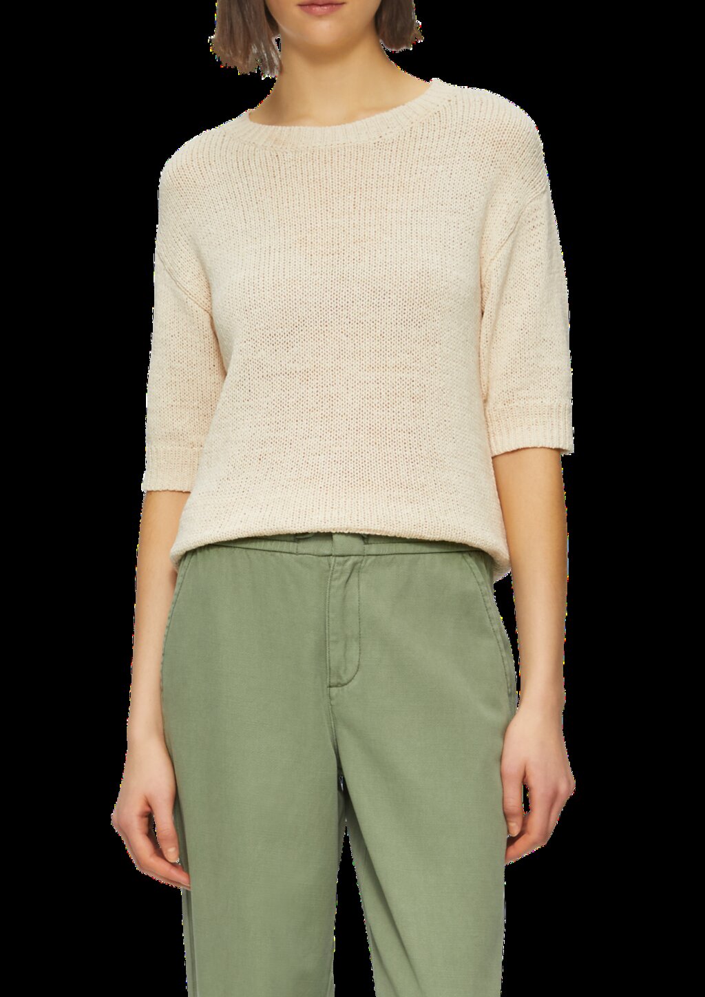 Strickpullover aus Bändchengarn mit 3/4-Ärmeln