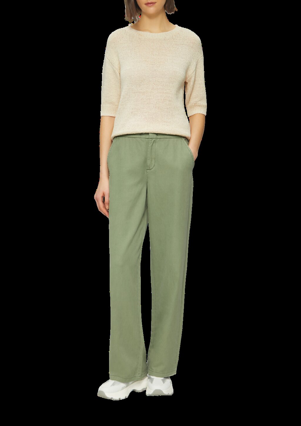 Strickpullover aus Bändchengarn mit 3/4-Ärmeln