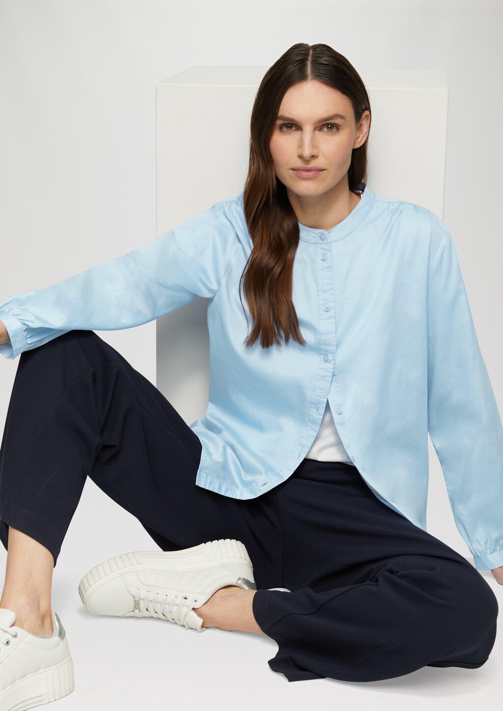 Satinbluse mit Raffungen