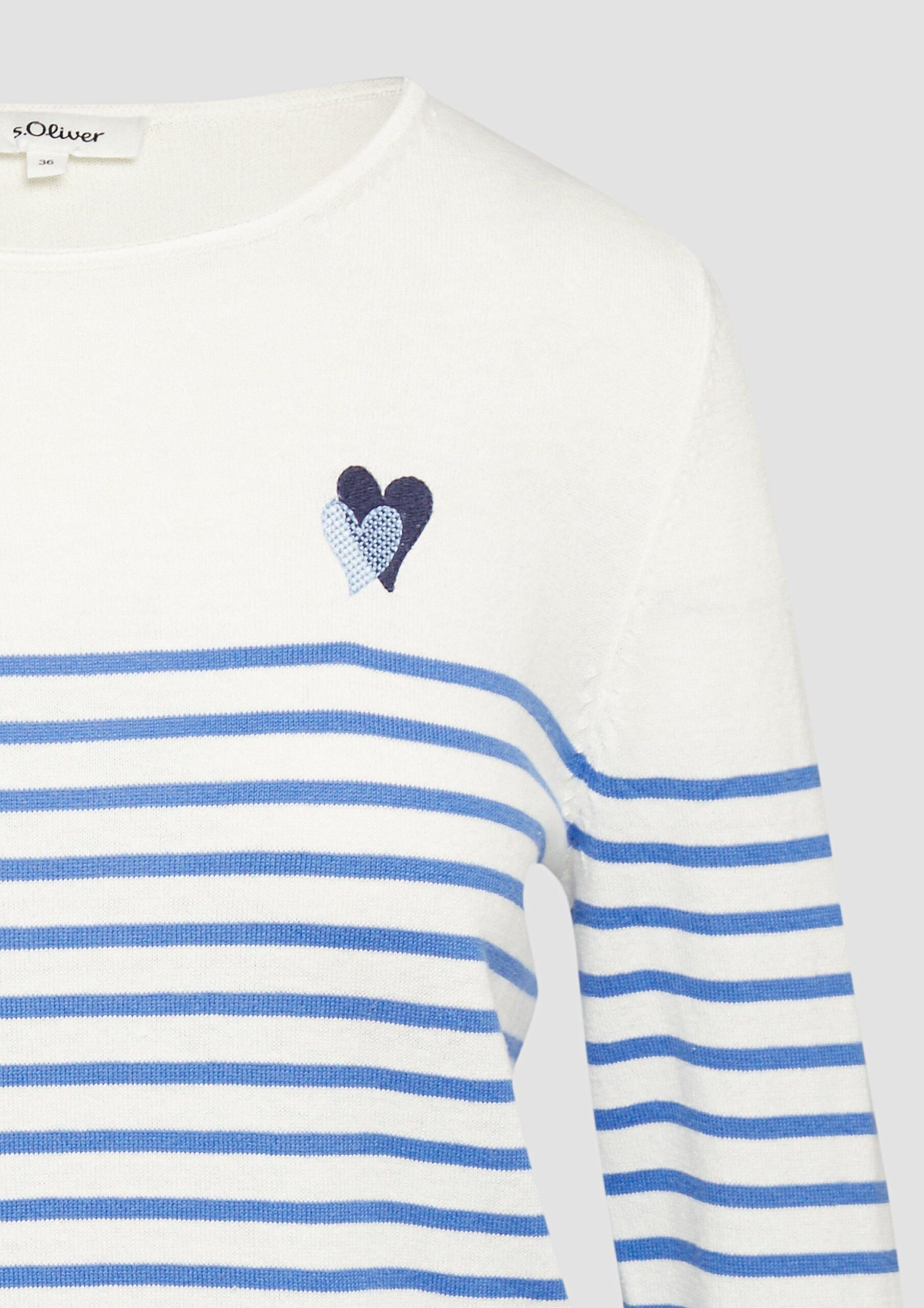 Strickpullover mit Herz-Stickerei