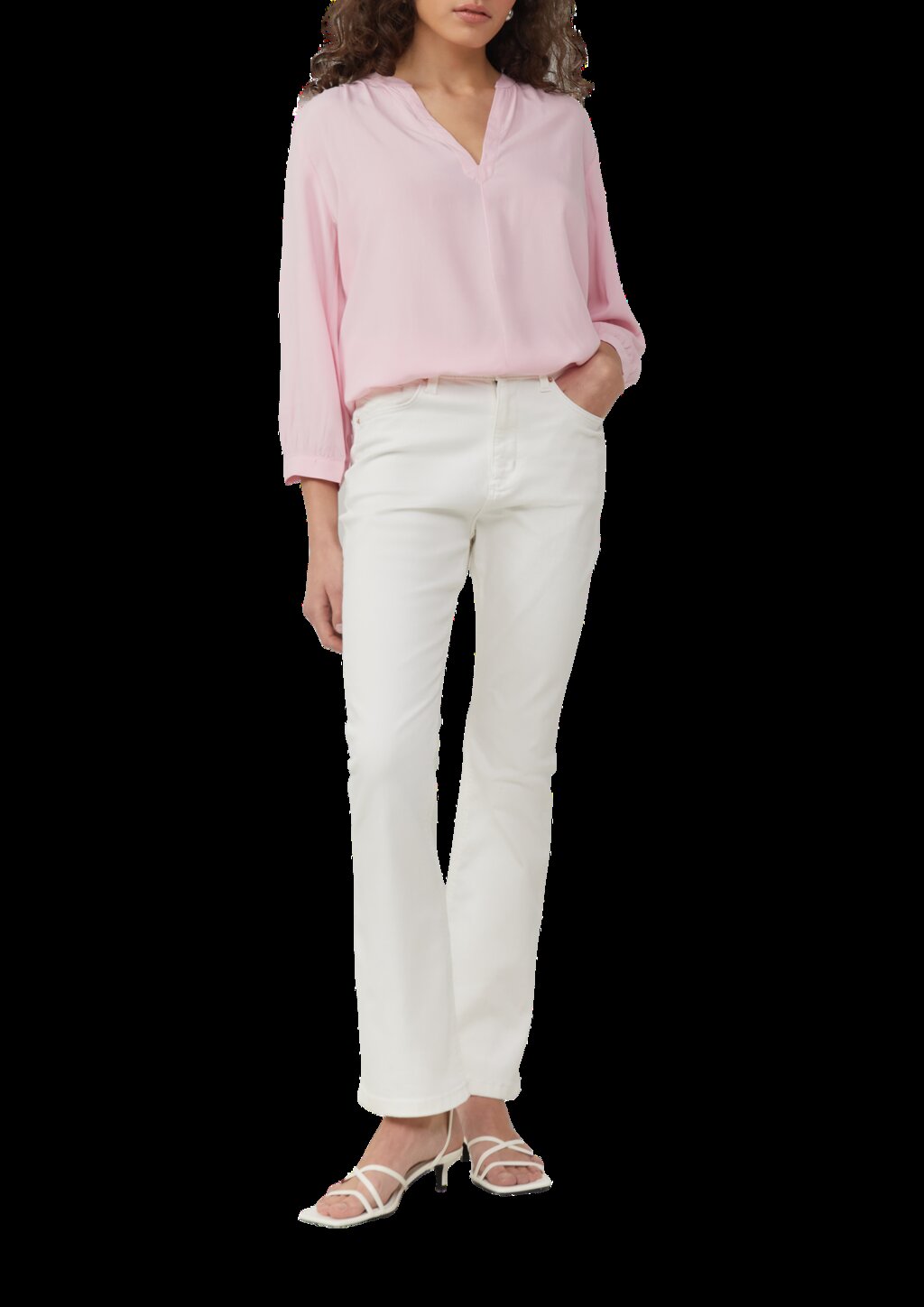 Viskose-Bluse mit Raffung an der Schulter