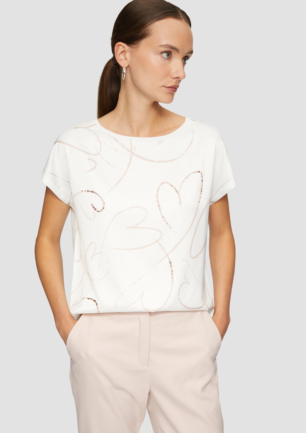 T-Shirt im Fabricmix mit Frontprint