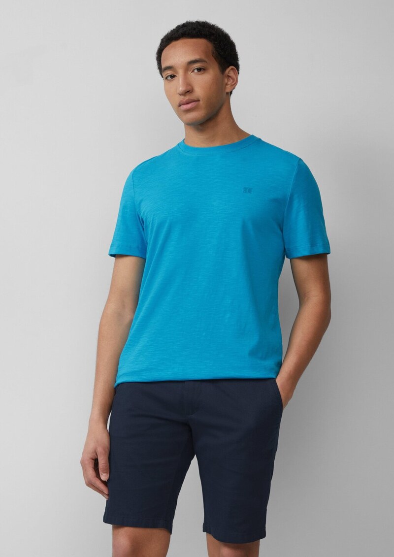 T-Shirt mit Flammgarnstruktur und Logo-Print