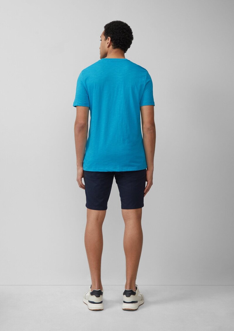 T-Shirt mit Flammgarnstruktur und Logo-Print