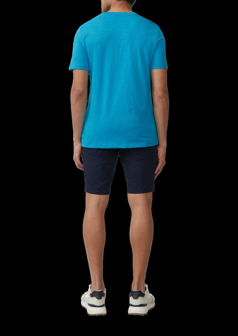 T-Shirt mit Flammgarnstruktur und Logo-Print