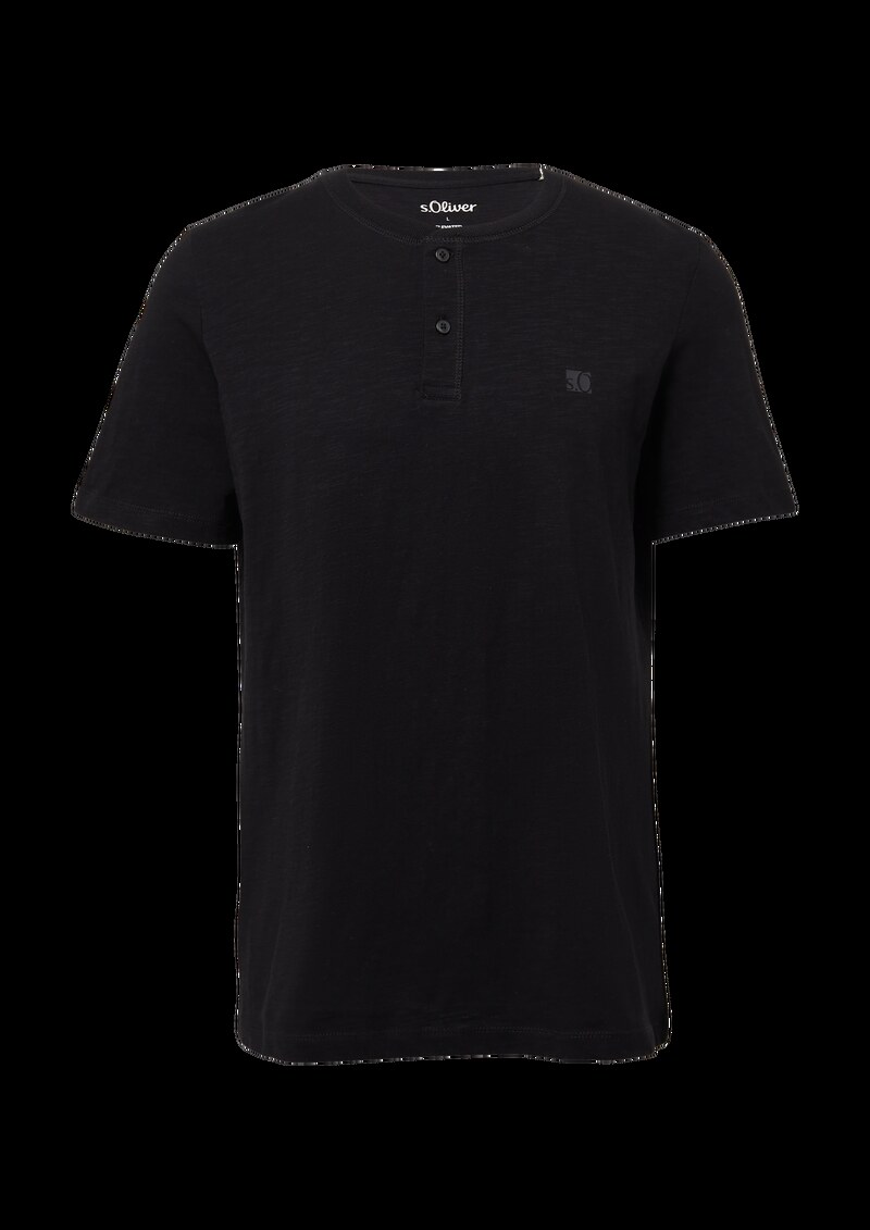 Henley-Shirt mit Flammgarnstruktur