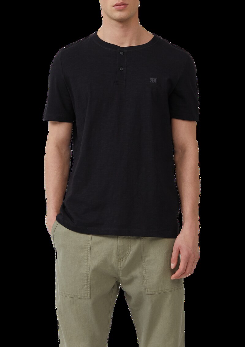 Henley-Shirt mit Flammgarnstruktur