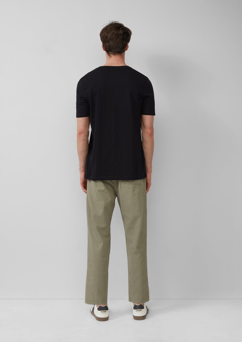 Henley-Shirt mit Flammgarnstruktur