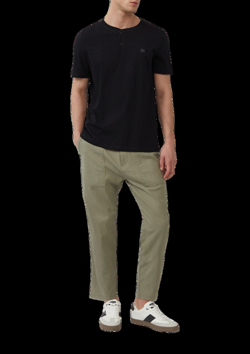 Henley-Shirt mit Flammgarnstruktur