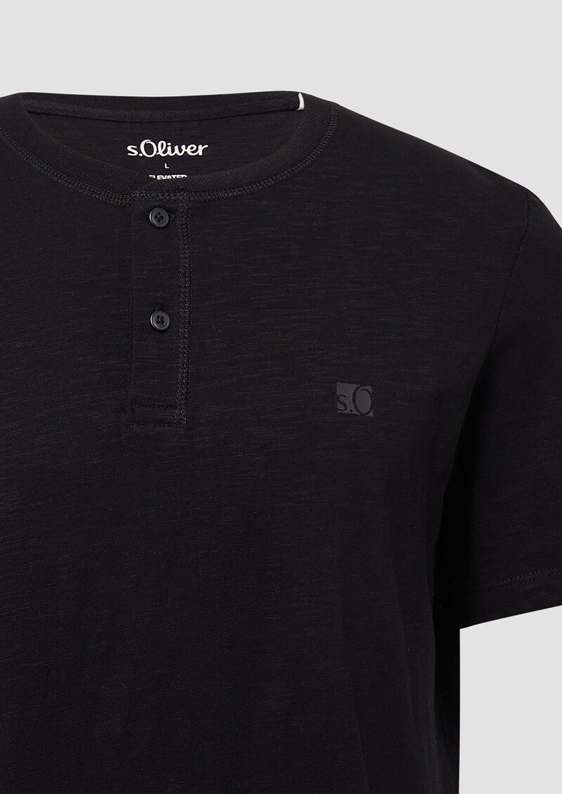 Henley-Shirt mit Flammgarnstruktur