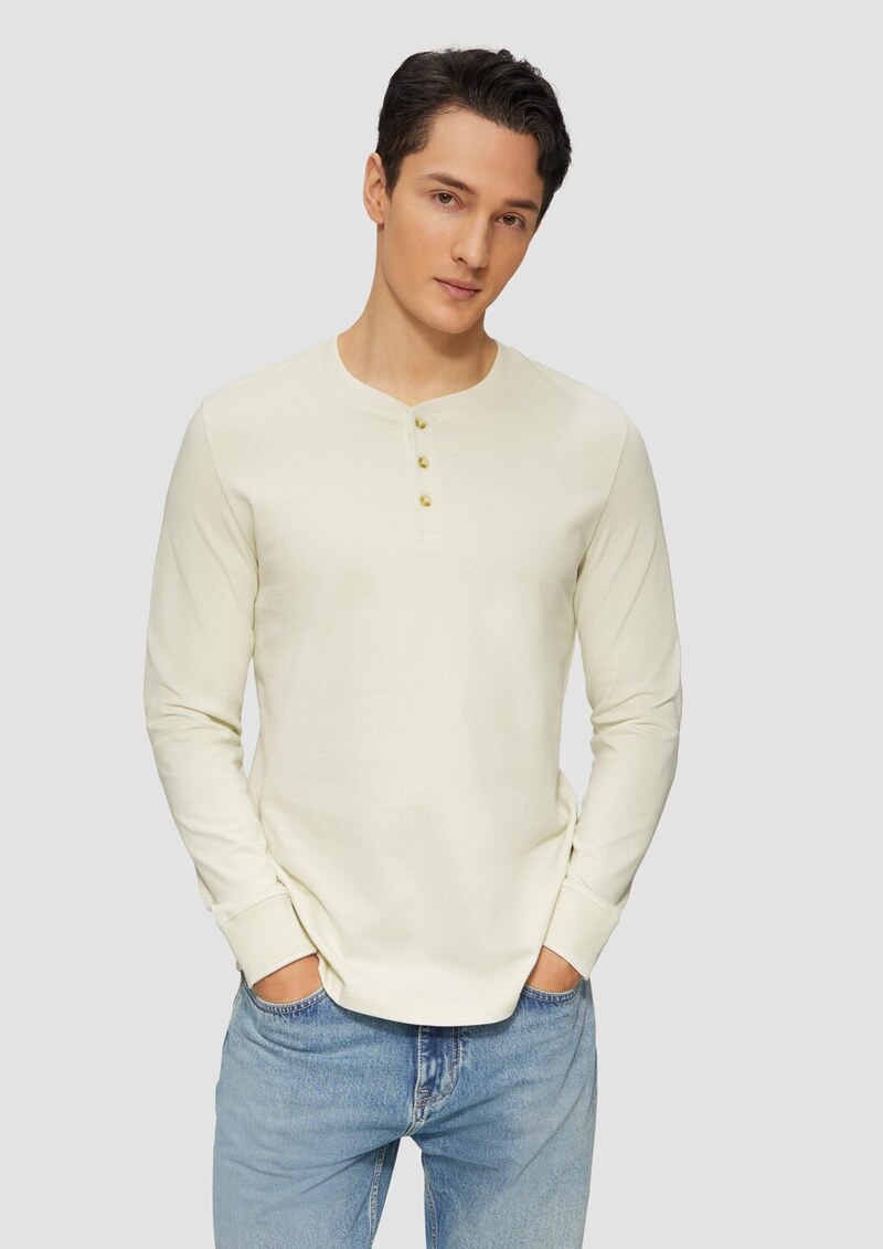 Langarmshirt mit Henleyausschnitt und Ärmel-Bündchen