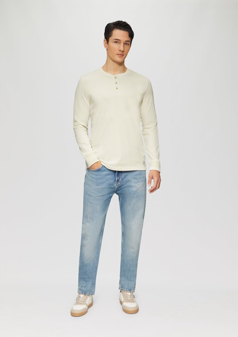 Langarmshirt mit Henleyausschnitt und Ärmel-Bündchen