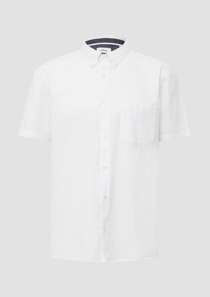 Regular Fit: Kurzarmhemd mit Struktur-Streifen und Button-Down-Kragen