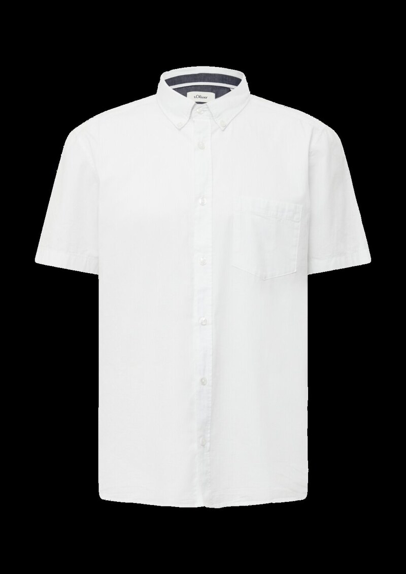 Regular Fit: Kurzarmhemd mit Struktur-Streifen und Button-Down-Kragen