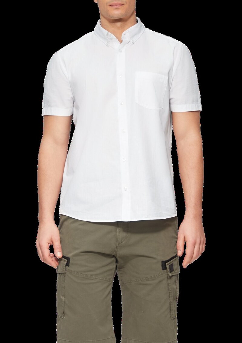 Regular Fit: Kurzarmhemd mit Struktur-Streifen und Button-Down-Kragen