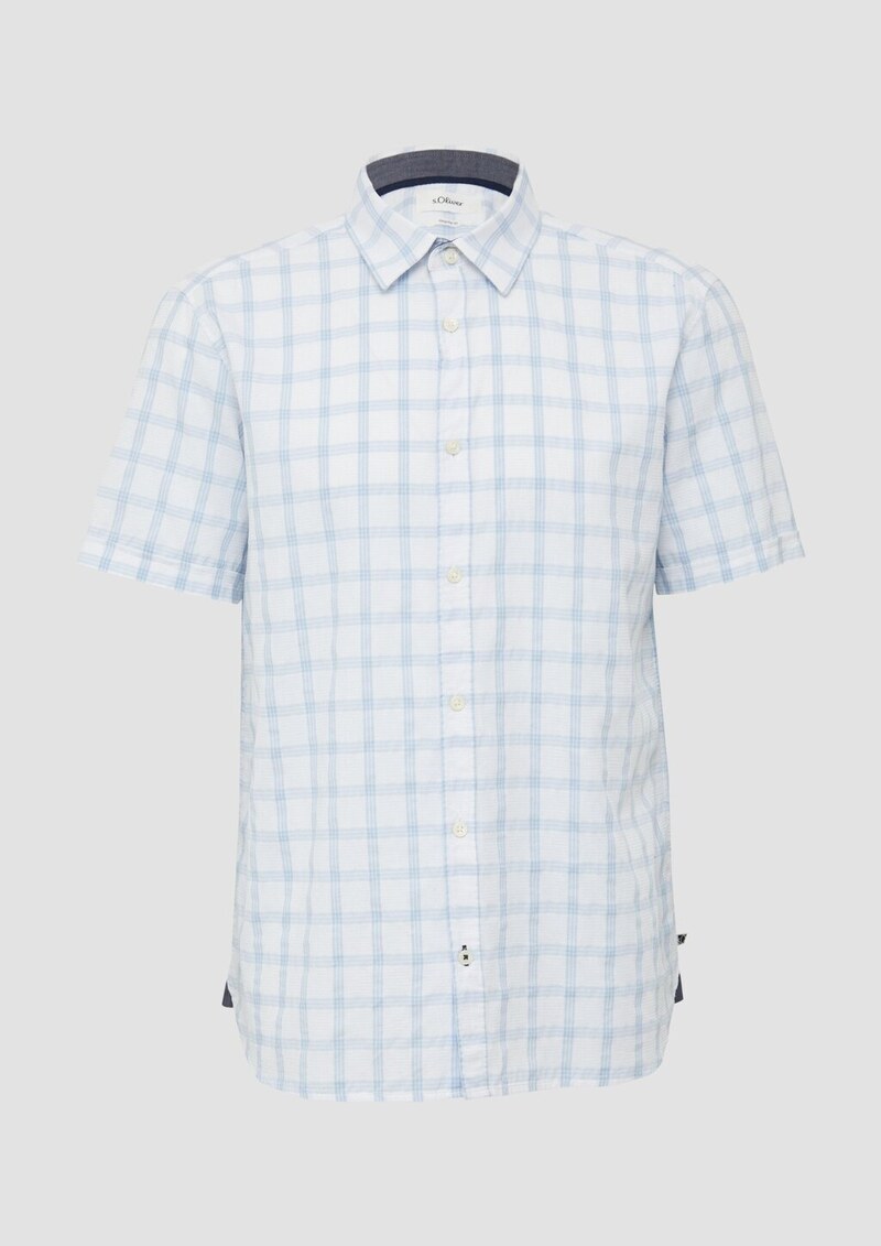 Regular Fit: Kariertes Kurzarmhemd mit Struktur