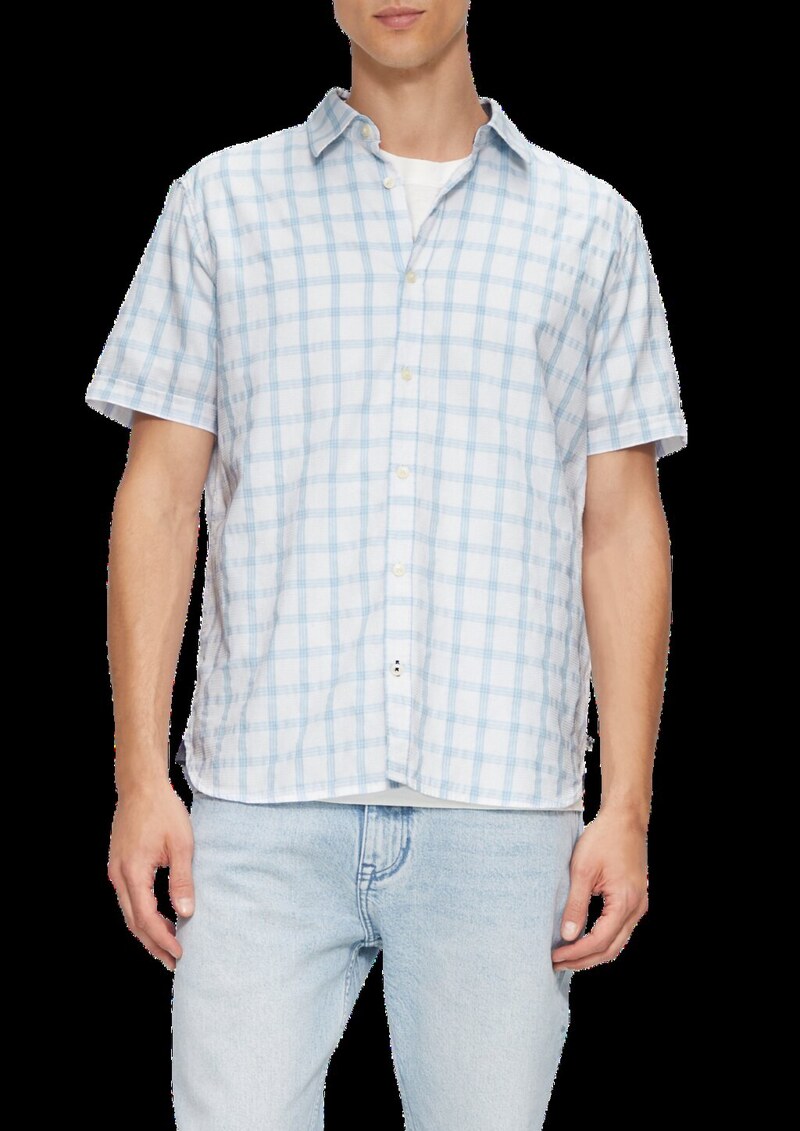 Regular Fit: Kariertes Kurzarmhemd mit Struktur